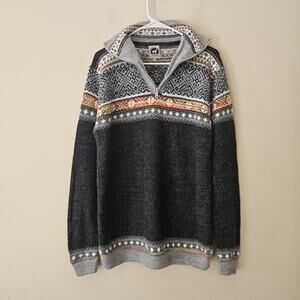 Artesanias Alpaca Blend 1/4 Quarter Zip Mock Sweater Fair Isles Men's Large